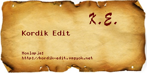 Kordik Edit névjegykártya